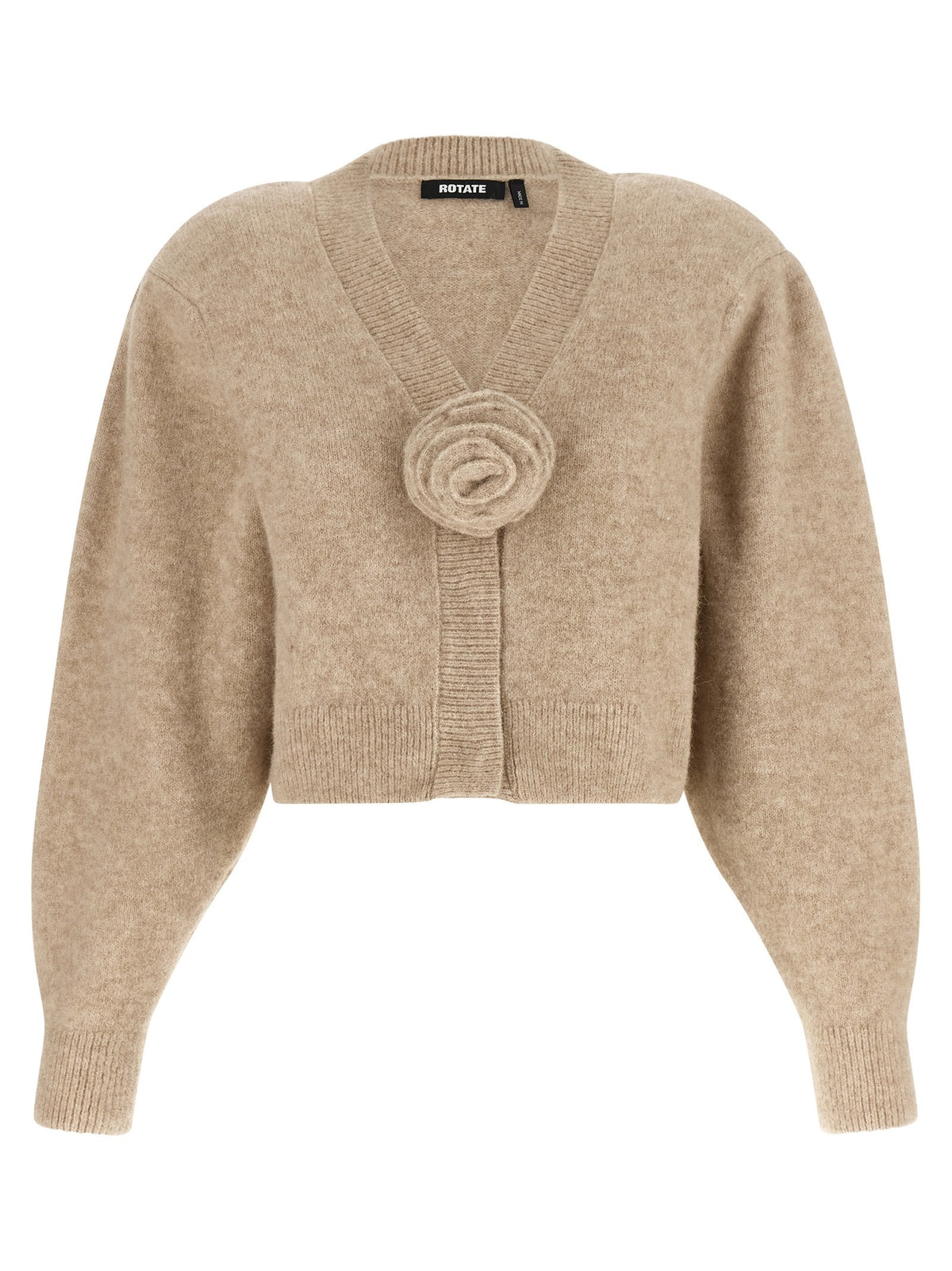 ROTATE Birger Christensen Flower Knit Cardigan Beige
