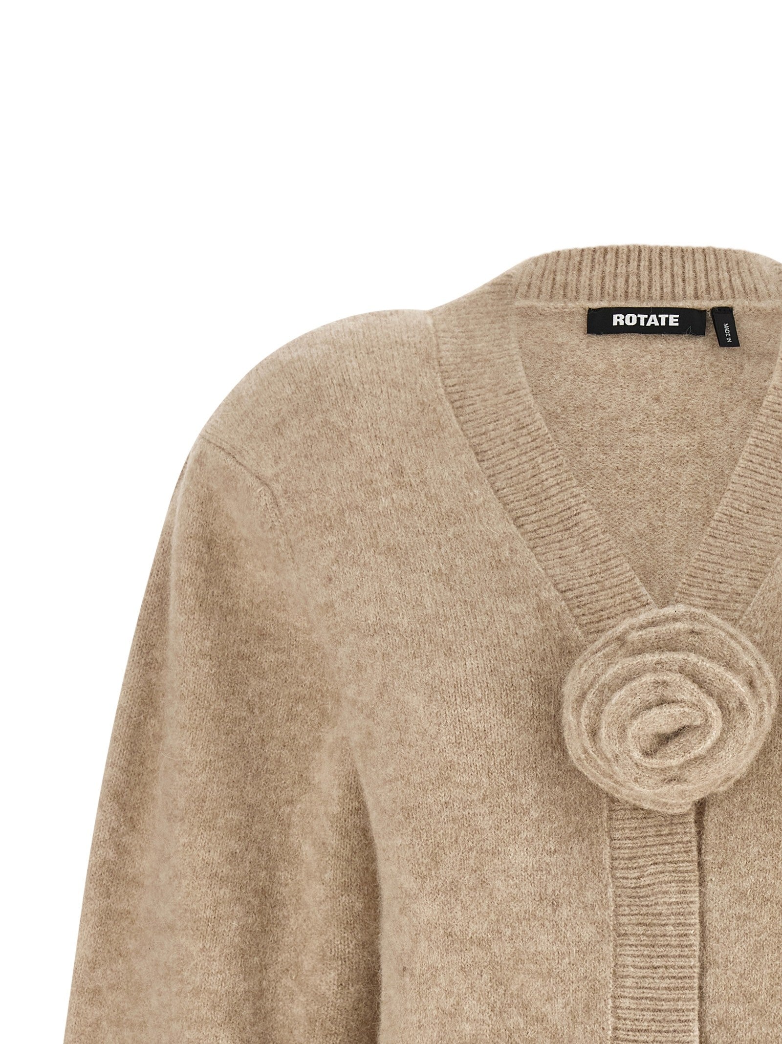 ROTATE Birger Christensen Flower Knit Cardigan Beige