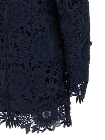 ROTATE Birger Christensen Lace Ls Mini Dress Blue, view 4