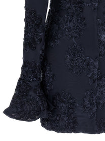 ROTATE Birger Christensen Mesh Mini Dress Blue, view 4