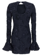 ROTATE Birger Christensen Mesh Mini Dress Blue, view 2