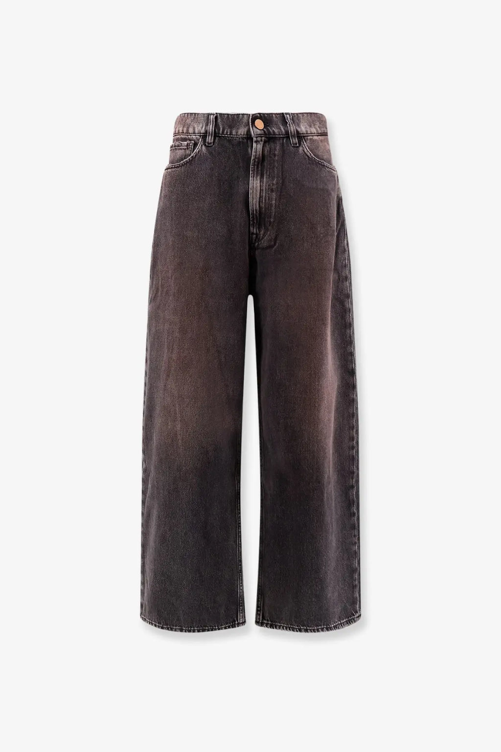 3x1 womens Gold skater jeans dark gray wide-leg distressed denim back