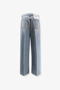 Light blue wide-leg denim jeans with a clean modern cut and subtle fading from 3x1 women’s Flip Blue Denim Jeans Blue collection