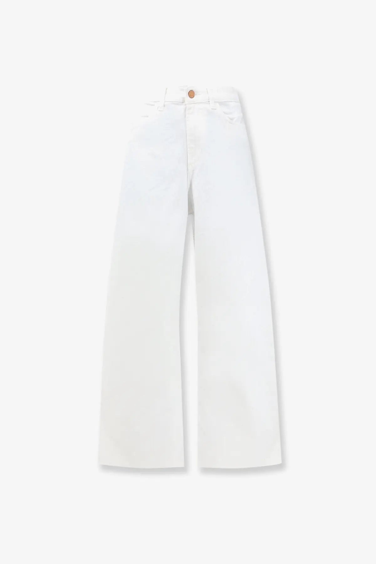 3x1 women’s hellen denim trousers white wide-leg pants with clean minimalist design and single brown button waistband