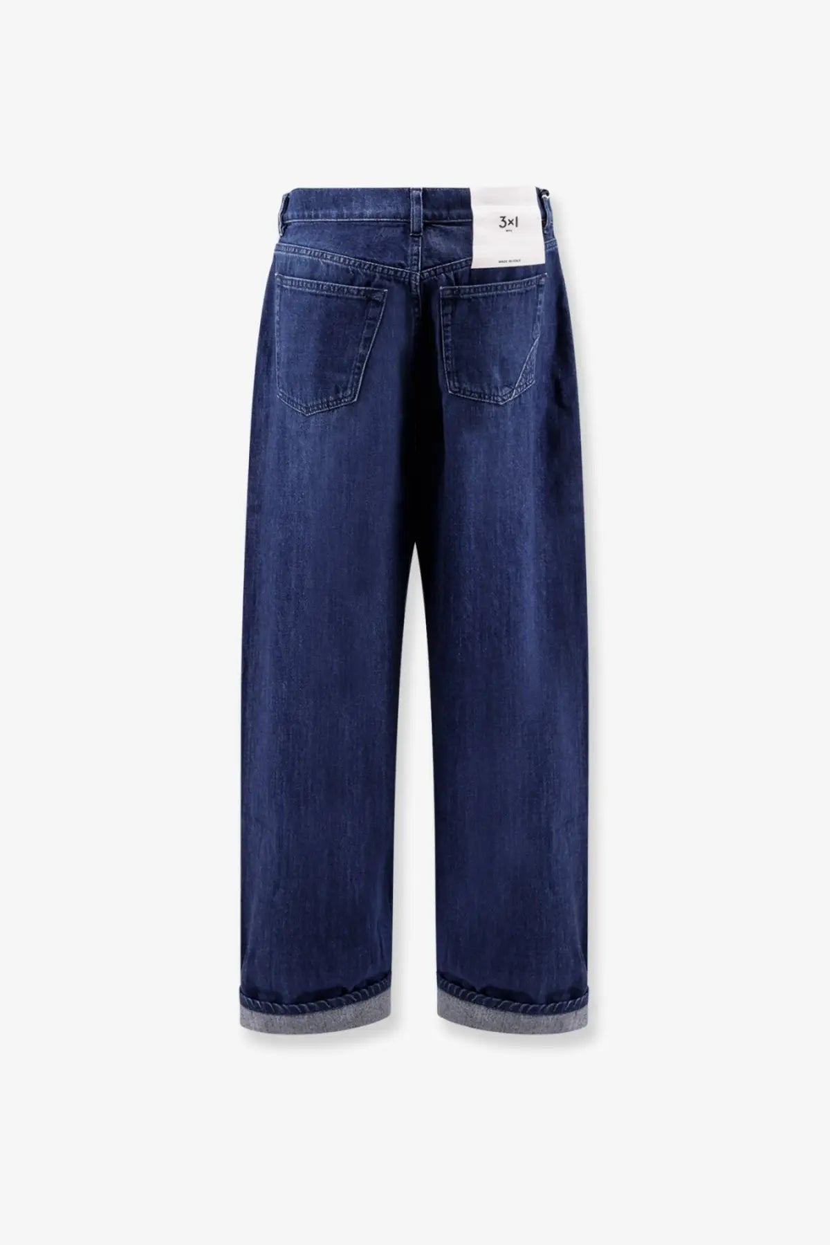 3x1 women’s skater boyfriend jeans black dark blue denim with relaxed wide-leg cut and rolled cuffs