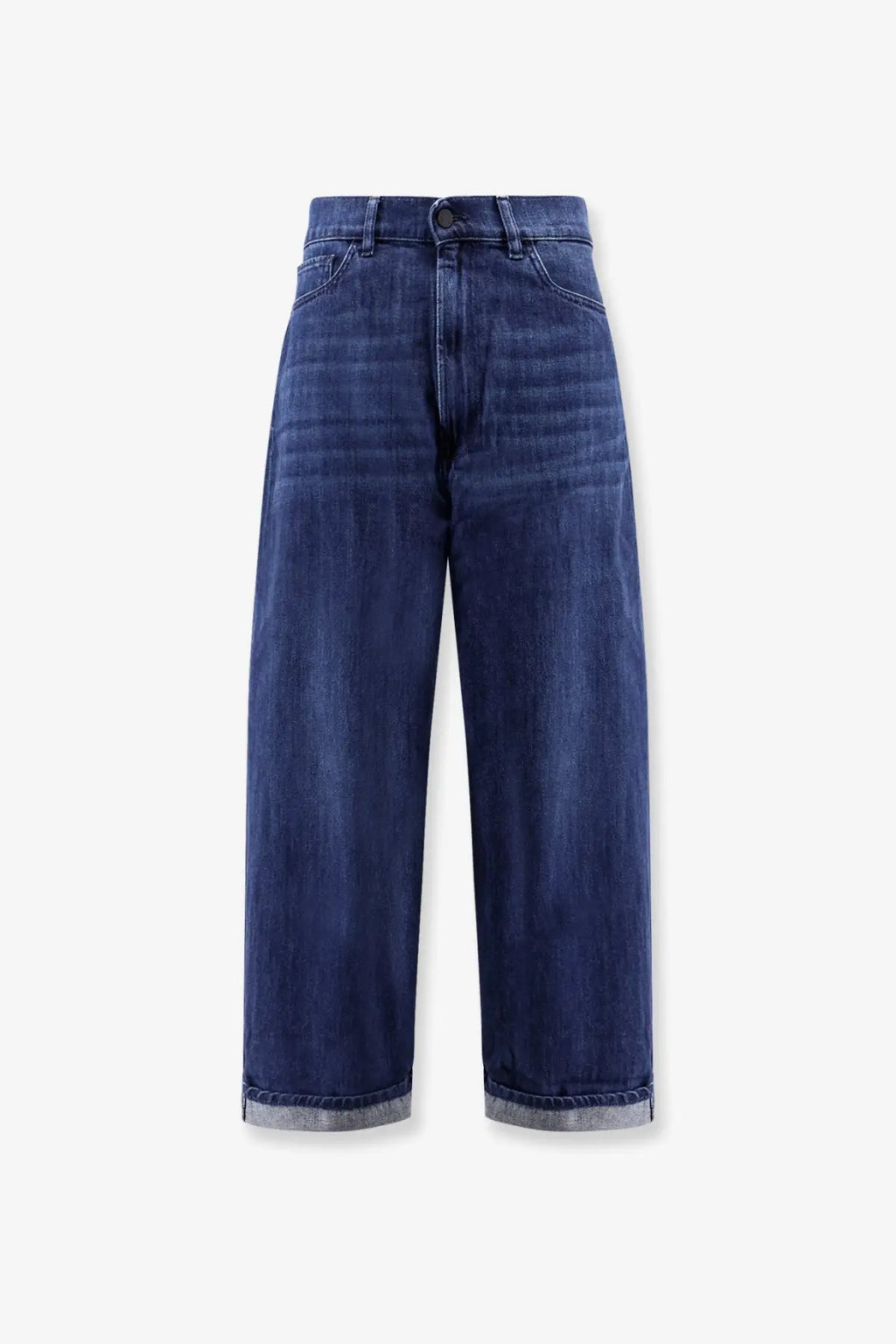 3x1 Women’s Skater Boyfriend Jeans Black: dark blue high-waist wide-leg denim with rolled cuffs