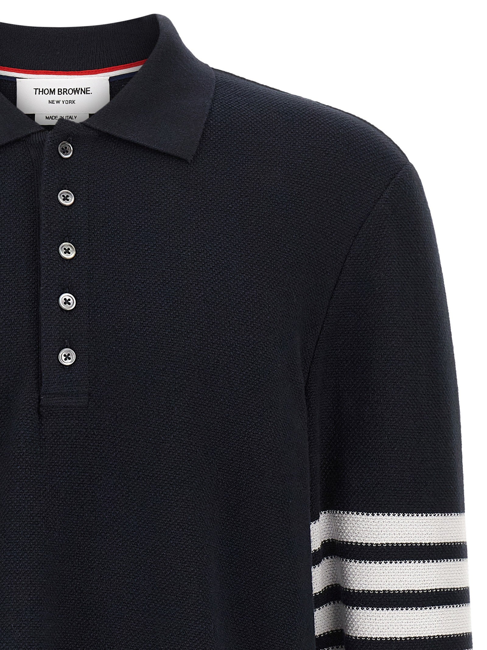 Thom Browne Bar Polo Shirt Blue