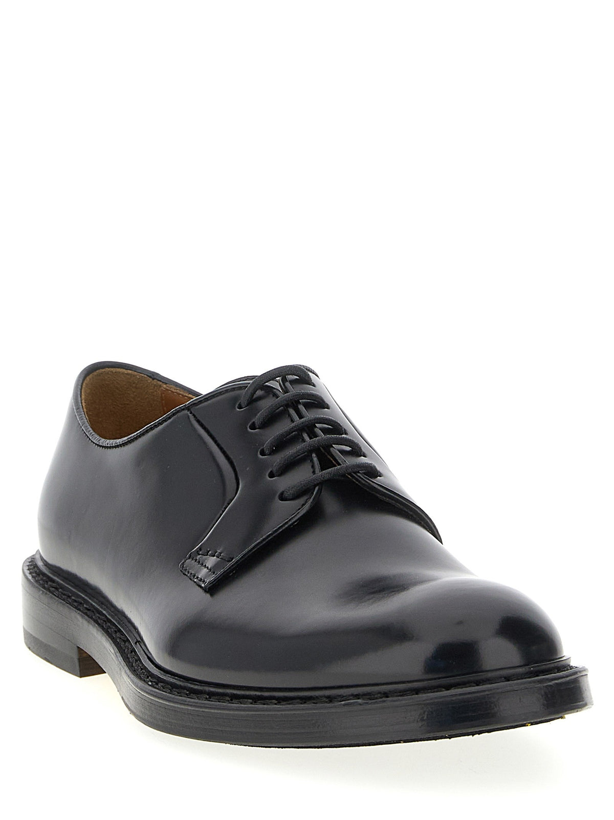 Doucal's Men's Derby Leather Lace up Shoe Black, view 2