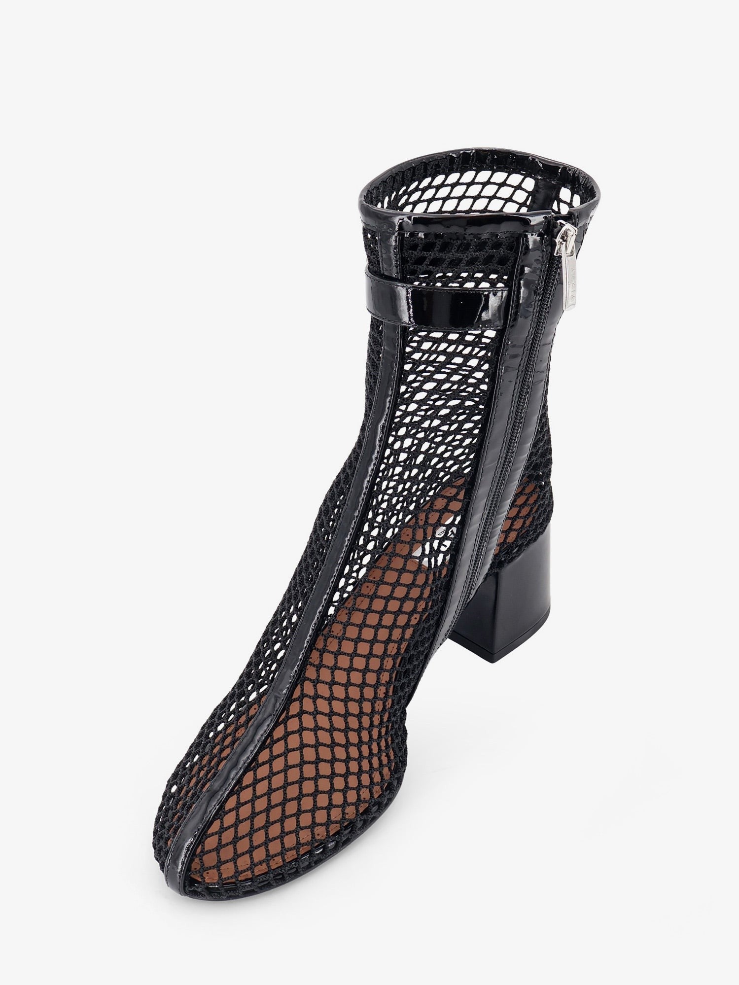 ALAÏA Women's Mesh and Patent Leather Boots Black