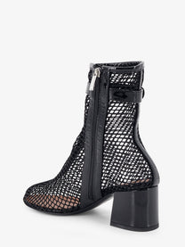 ALAÏA Women's Mesh and Patent Leather Boots Black