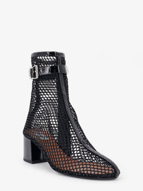 ALAÏA Women's Mesh and Patent Leather Boots Black