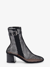 ALAÏA Women's Mesh and Patent Leather Boots Black