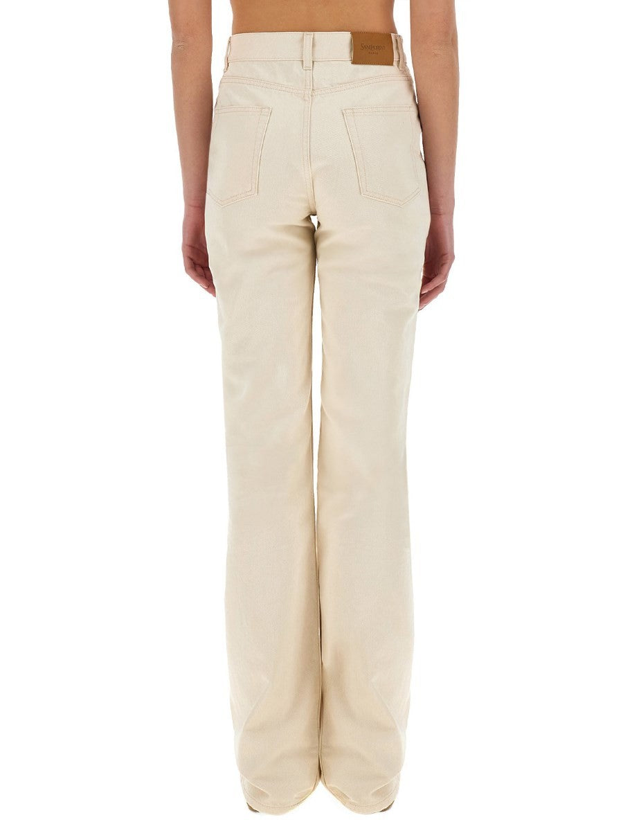 Saint Laurent Women's Denim Jeans Beige Saint Laurent