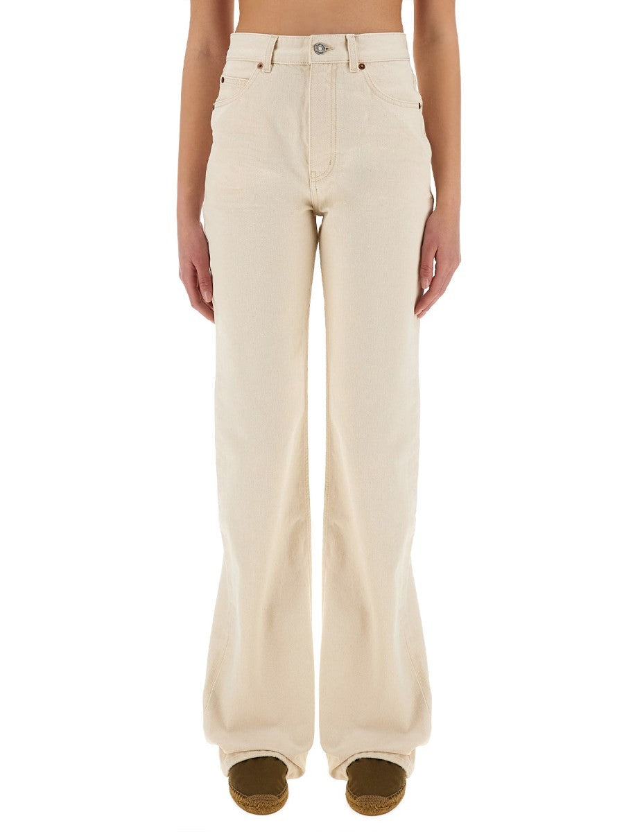 Saint Laurent Women's Denim Jeans Beige