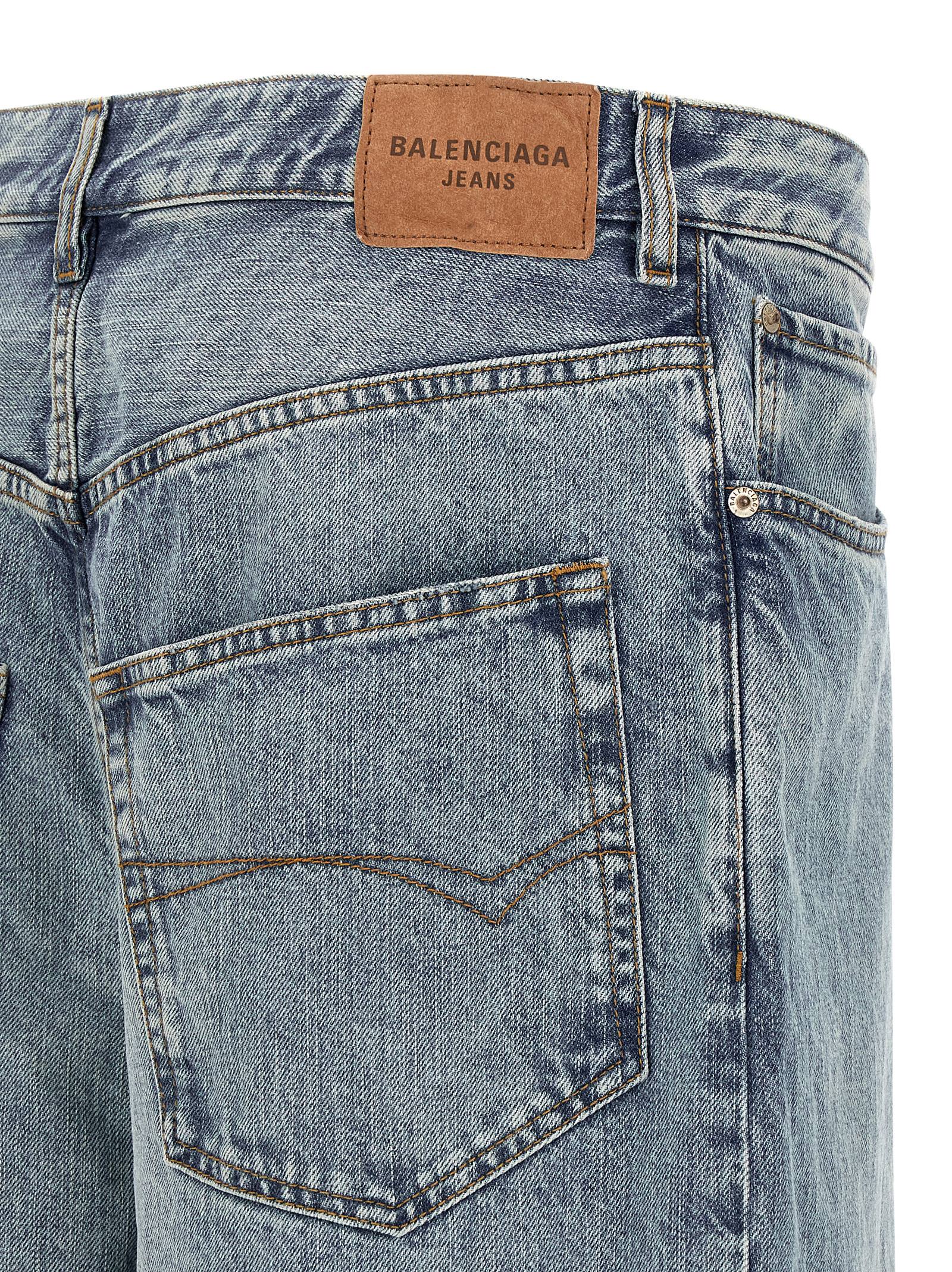 BALENCIAGA - BALENCIAGA Men’s Wide Leg Jeans Light Blue - Men’s Bottoms