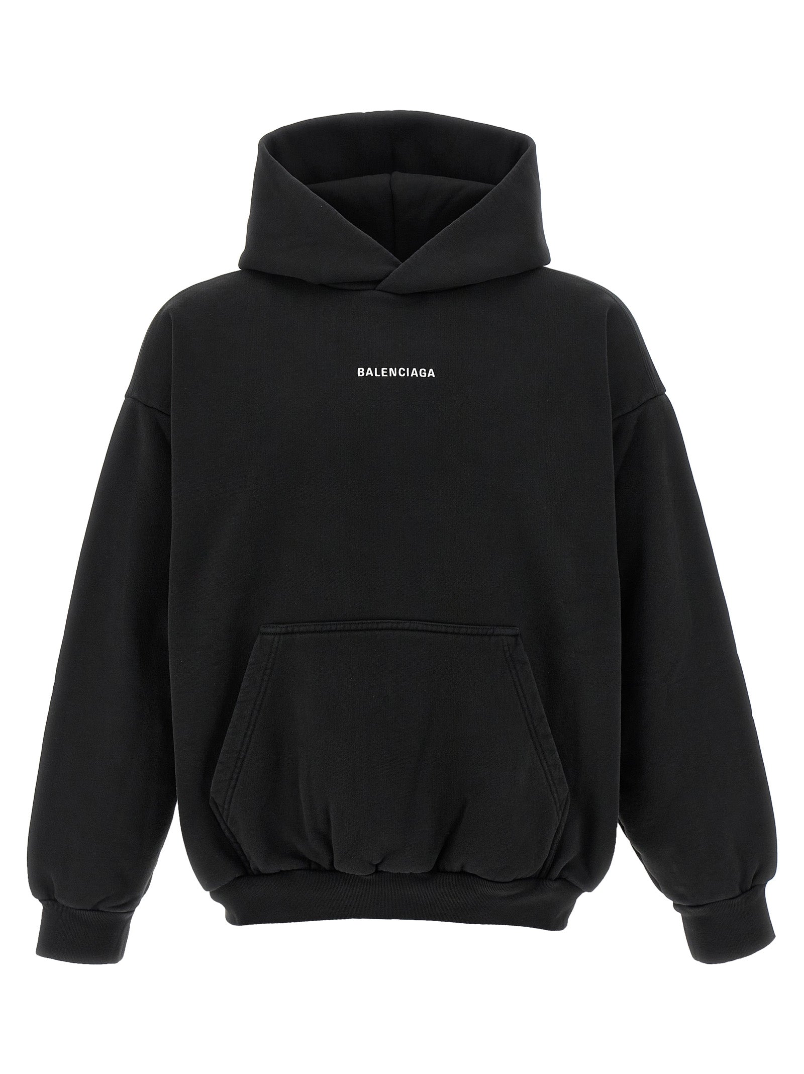 BALENCIAGA Men's Logo Embroidery Hoodie White/Black