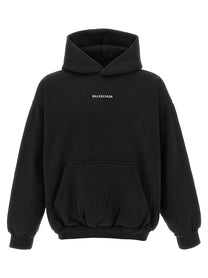 BALENCIAGA Men's Logo Embroidery Hoodie White/Black