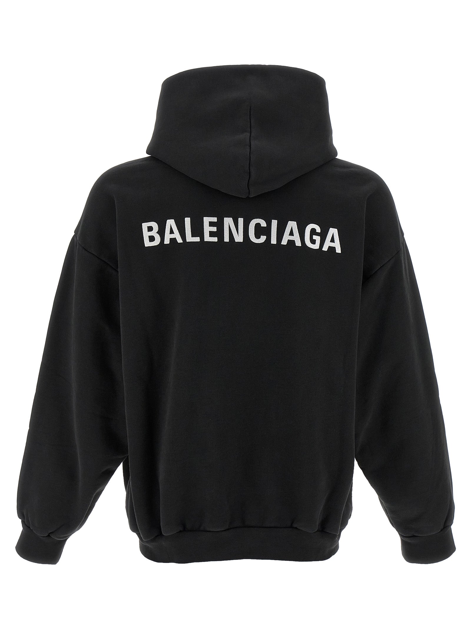 BALENCIAGA Men's Logo Embroidery Hoodie White/Black
