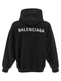 BALENCIAGA Men's Logo Embroidery Hoodie White/Black