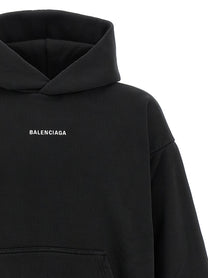 BALENCIAGA Men's Logo Embroidery Hoodie White/Black