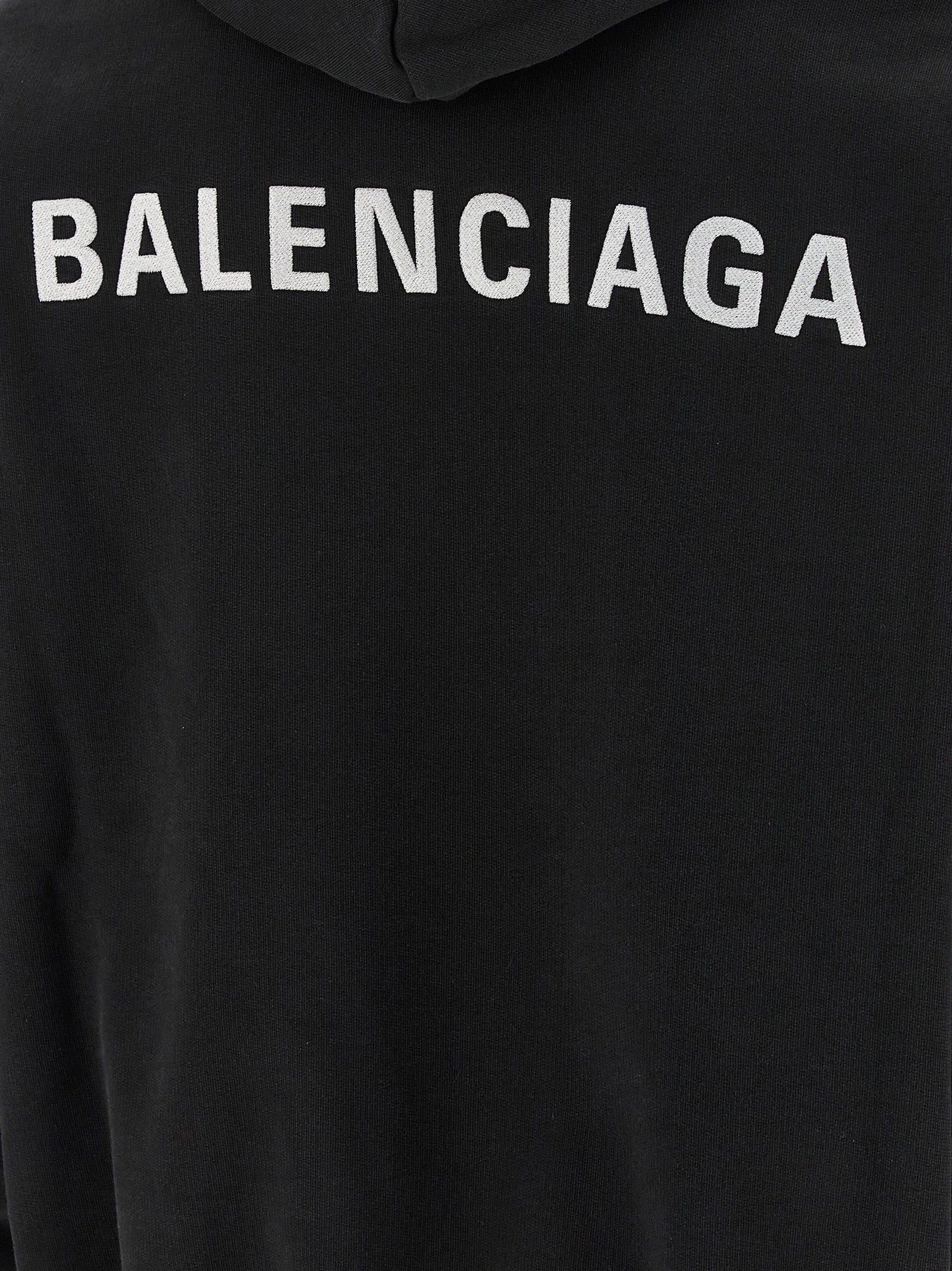 BALENCIAGA Men's Logo Embroidery Hoodie White/Black