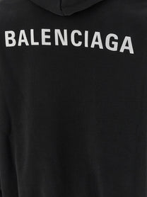 BALENCIAGA Men's Logo Embroidery Hoodie White/Black