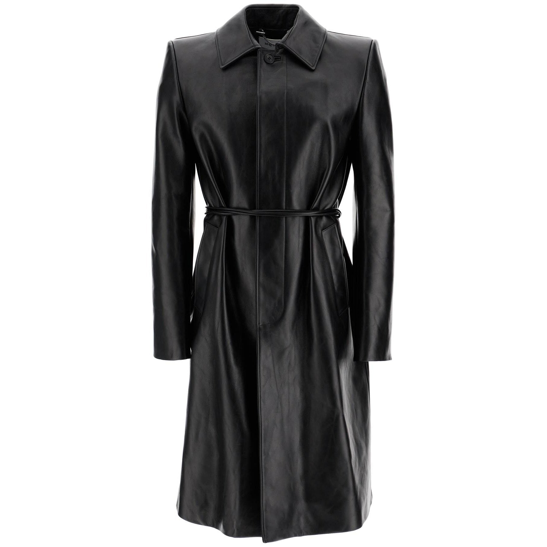 Alexander Mcqueen waterproof leather jacket with voluminous shoulders