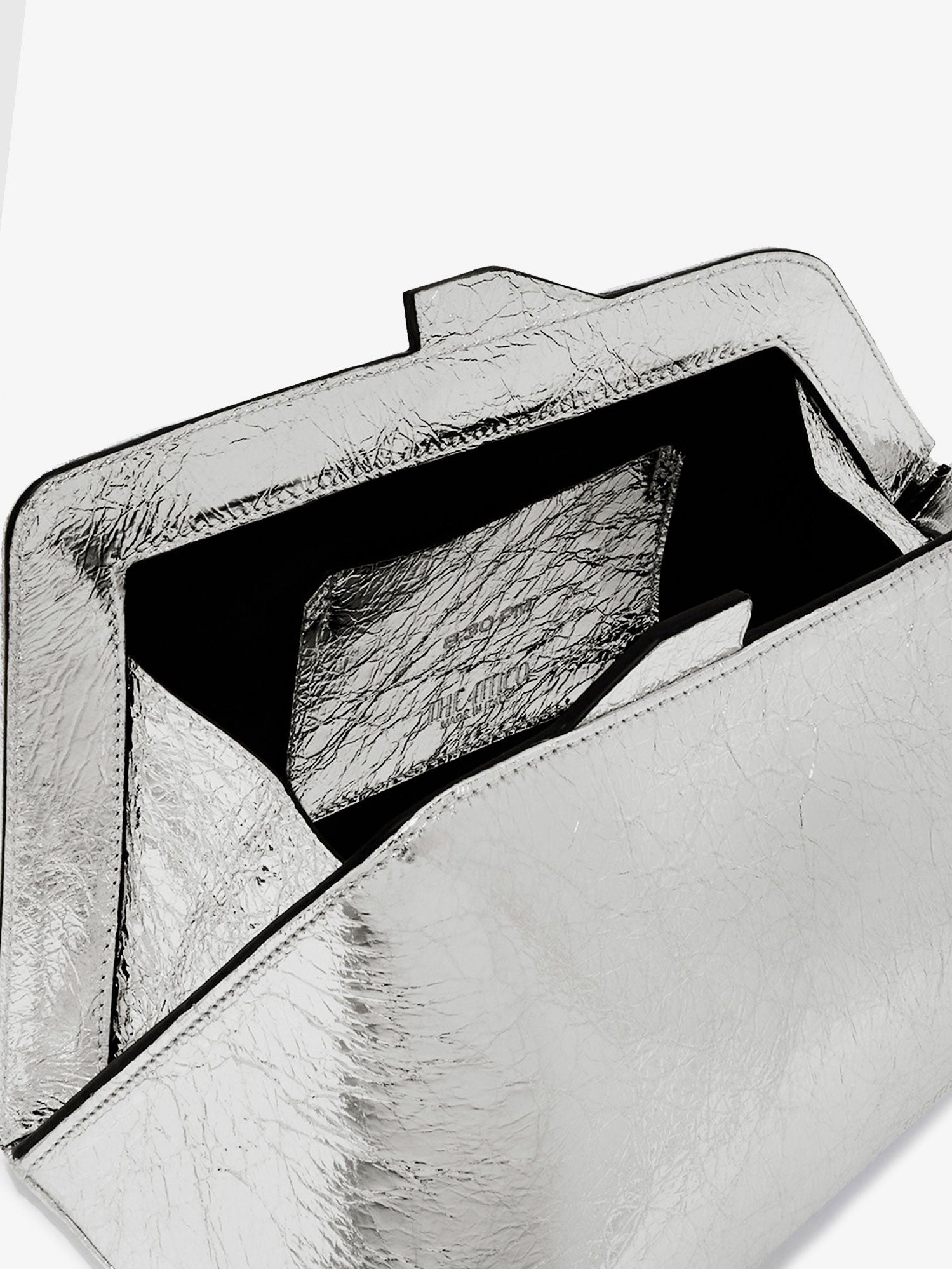 The Attico Women's PM Laminated Leather Clutch Bag Silver