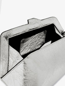 The Attico Women's PM Laminated Leather Clutch Bag Silver