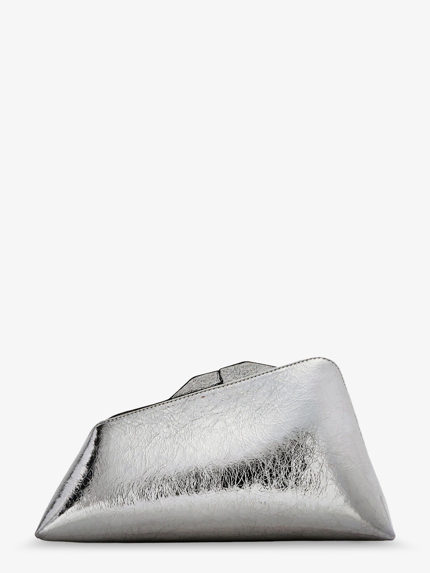 The Attico Women's PM Laminated Leather Clutch Bag Silver