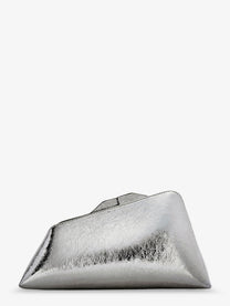 The Attico Women's PM Laminated Leather Clutch Bag Silver