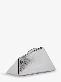 The Attico Women's PM Laminated Leather Clutch Bag Silver