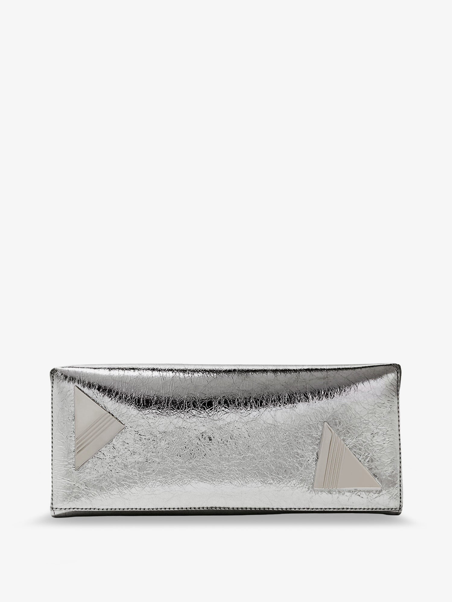 The Attico Women's PM Laminated Leather Clutch Bag Silver The Attico