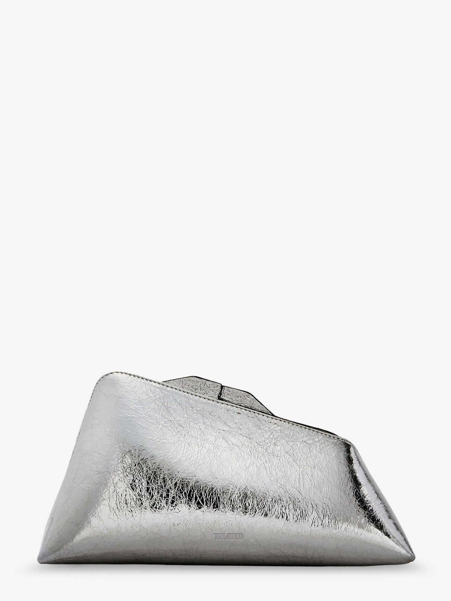 The Attico Women's PM Laminated Leather Clutch Bag Silver The Attico