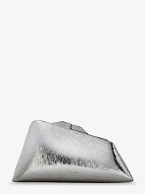 The Attico Women's PM Laminated Leather Clutch Bag Silver The Attico