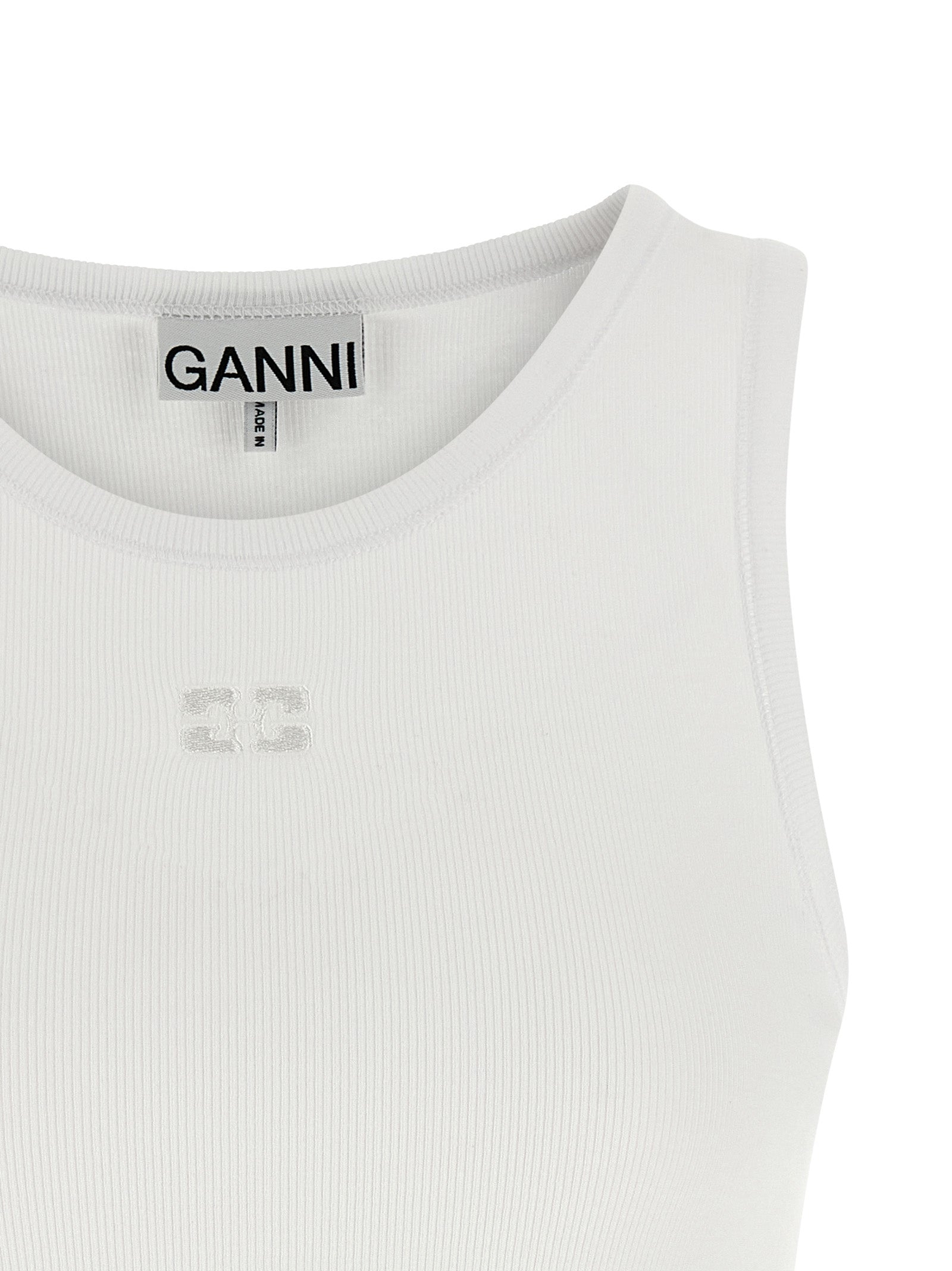 GANNI - GANNI - Logo embroidery tank top - Women’s Tops