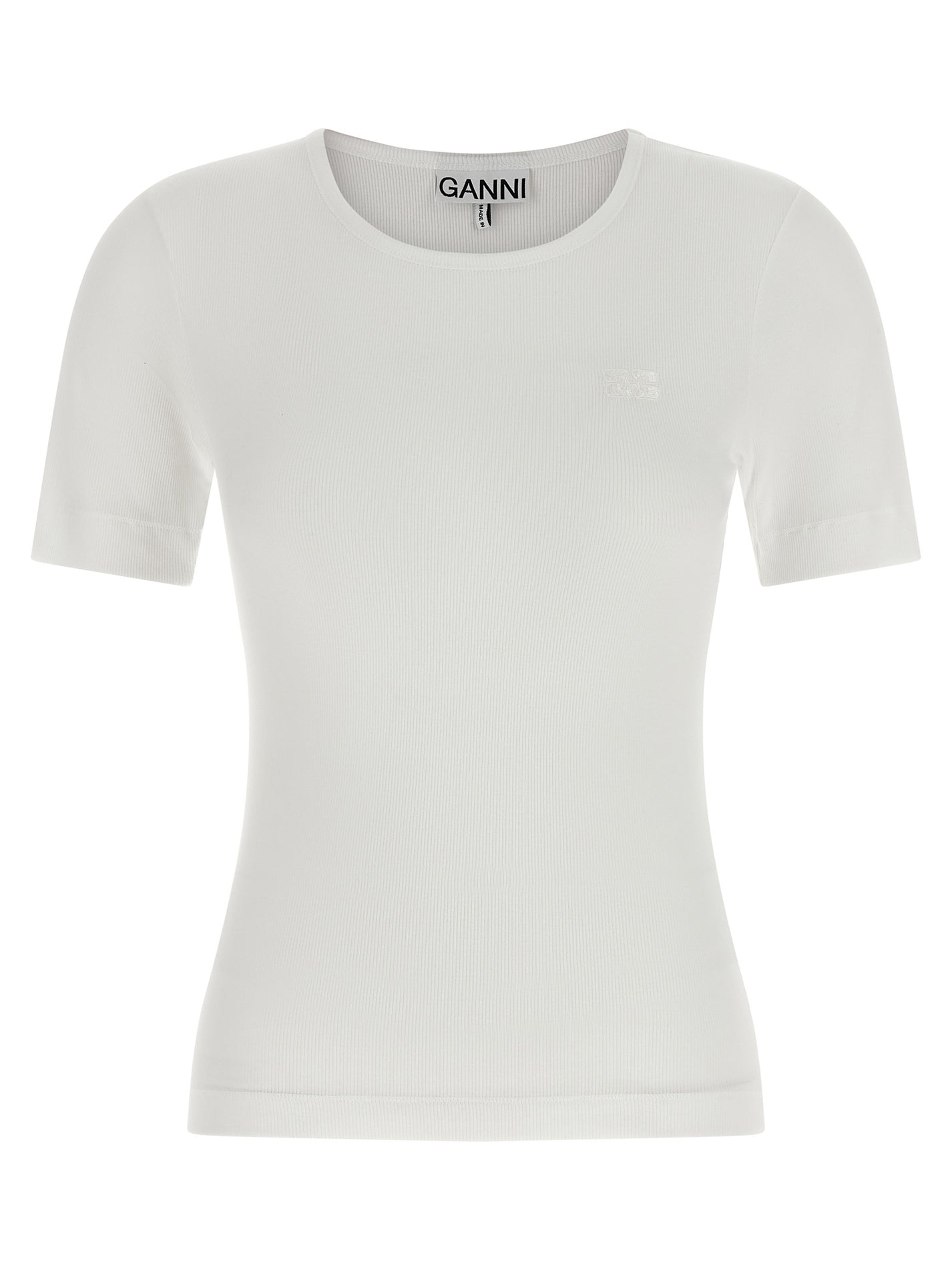 GANNI - GANNI - Logo embroidery t-shirt - Women’s Tops