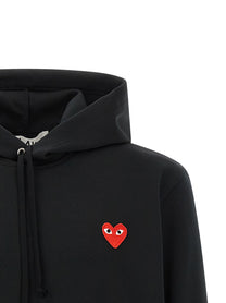 COMME DES GARÇONS PLAY - COMME DES GARÇONS PLAY Unisex Red Emblem Patch Hoodie Black - Women’s Sweatshirts