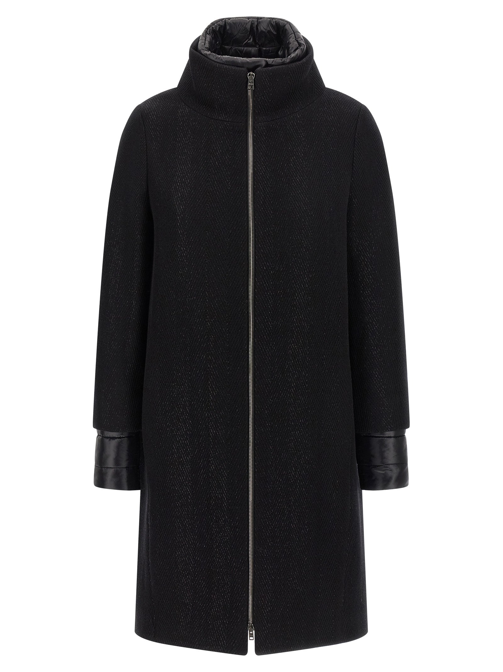 HERNO Women's Lamé Thread And Wool Coat Black