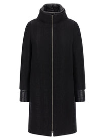 HERNO Women's Lamé Thread And Wool Coat Black