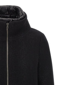 HERNO Women's Lamé Thread And Wool Coat Black