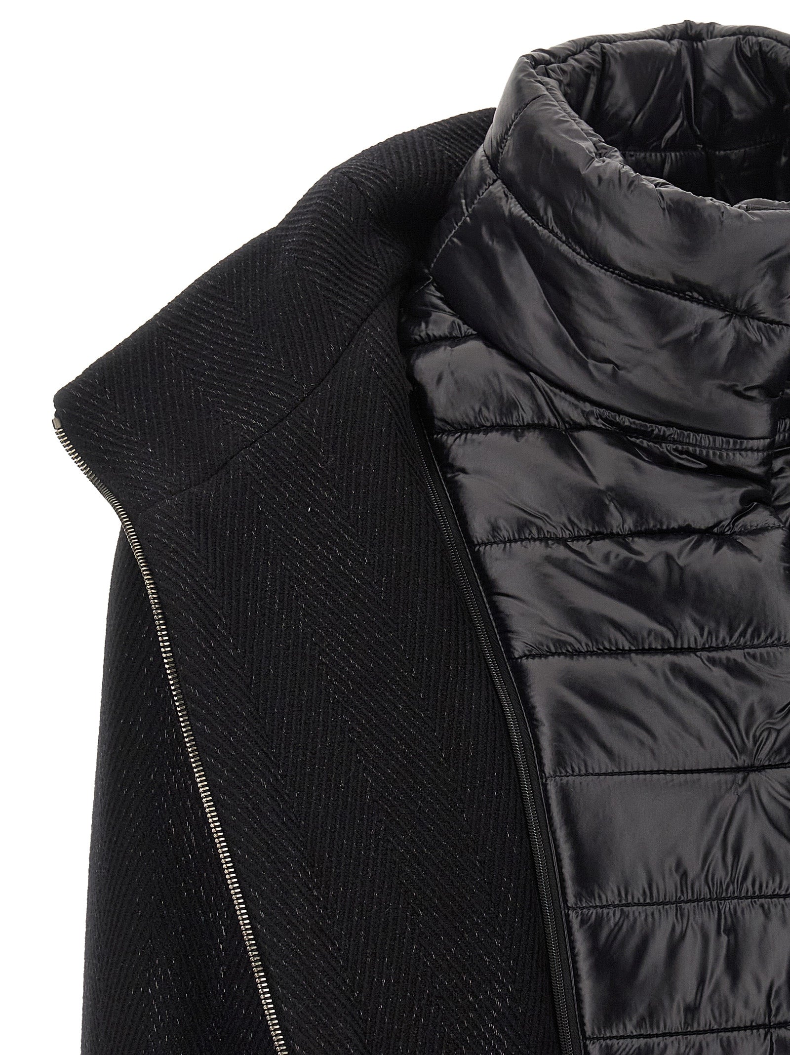 HERNO Women's Lamé Thread And Wool Coat Black