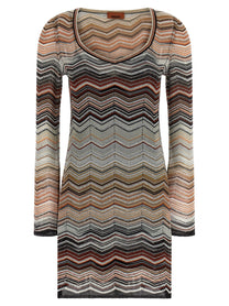 MISSONI Women's Chevron Lamé Dress Brown