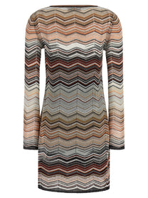 MISSONI Women's Chevron Lamé Dress Brown