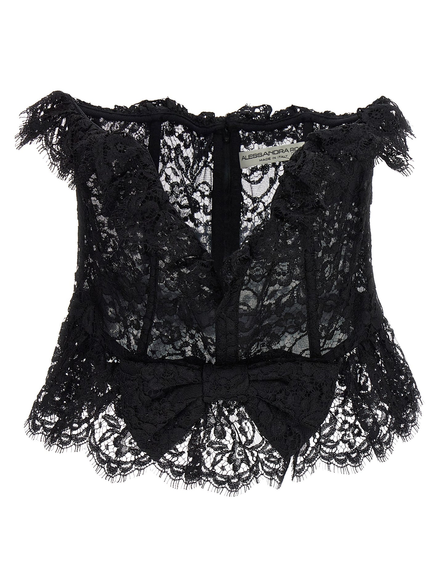 ALESSANDRA RICH - ALESSANDRA RICH - Lace bow bustier top - Women’s Tops