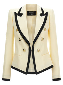 BALMAIN Women's Maxi Shoulder Strap Blazer White/Black