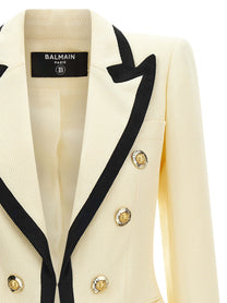 BALMAIN Women's Maxi Shoulder Strap Blazer White/Black