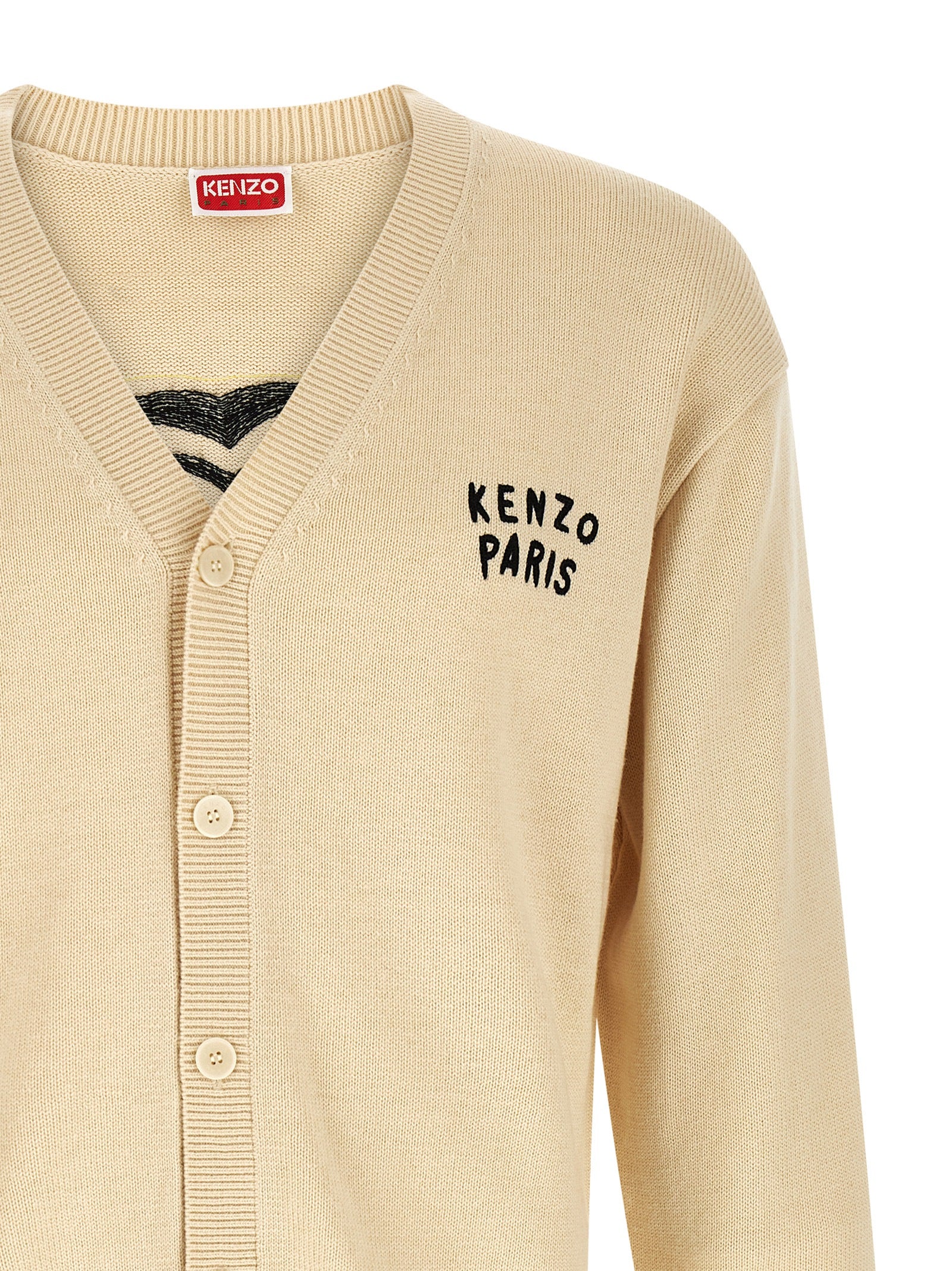 KENZO - KENZO Men’s Kenzo Boke Heart Cardigan Beige - Men’s Knitwear