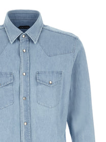 TOM FORD Men's Western Shirt Light Blue