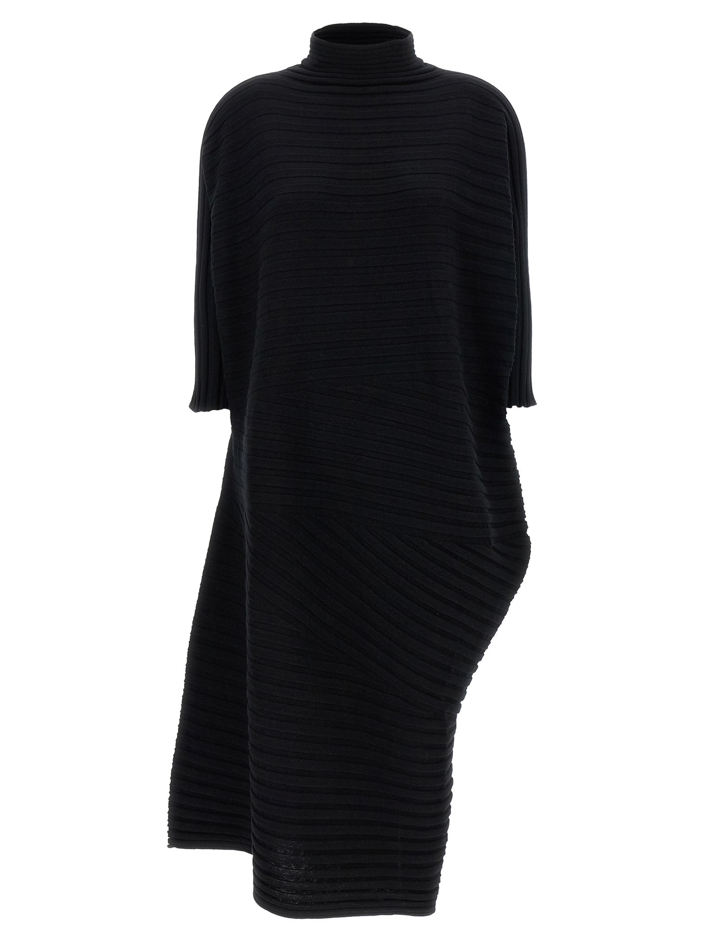ISSEY MIYAKE - ISSEY MIYAKE Women’s Cotton Cashmere Knit Dress Black - Women’s Clothing